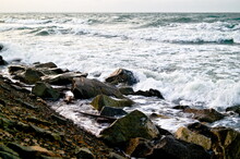 Ocean Waves Breaking On Rocks On The Beach Of Sao Luis Do Maranhão, Brazil