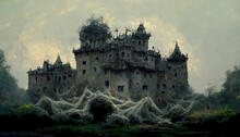 Scary Spider Web Dark Castle Creepy Nightmarish Atmosphere