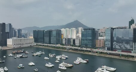 Fototapete - Top view of Hong Kong Kowloon business district