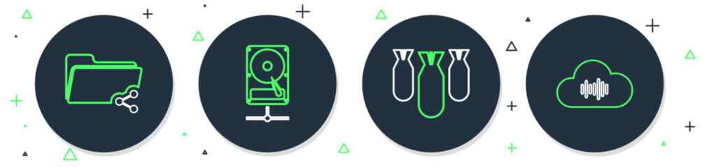 Poster - set line hard disk drive on sharing network, aviation bombs, share folder and music streaming servic