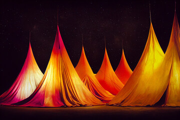 Wall Mural - strange tents underneath a moonless night, generative ai