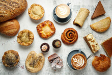 Flat Lay Of Breads And Pastries