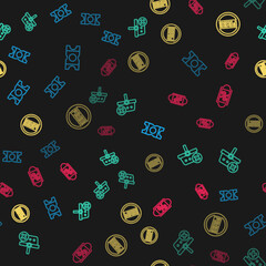 Sticker - Set line Coupon, Remove shopping basket, Price tag with Free and Discount percent on seamless pattern. Vector