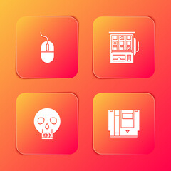 Poster - Set Computer mouse, Slot machine, Skull and Cartridge icon. Vector