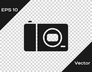 Sticker - Black Photo camera icon isolated on transparent background. Foto camera icon. Vector