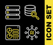 © vector_v - Set line Server, Neural network, Computer api interface and Data icon. Vector