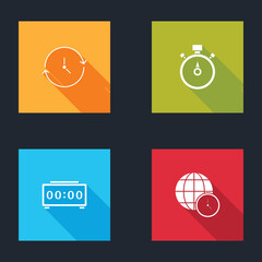 Canvas Print - Set Clock, Stopwatch, Digital alarm clock and World time icon. Vector