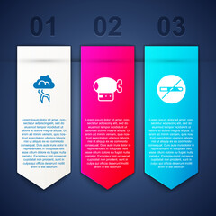 Sticker - Set Storm, Airship and No Smoking. Business infographic template. Vector