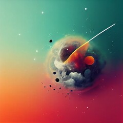 A Colorful illustation of Stars, nebular and planets in Space