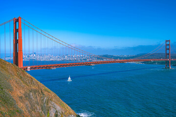 Wall Mural - Famous Golden Gate Bridge and San Francisco Bay Area 