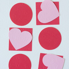 Sticker - set of hearts on square with circles