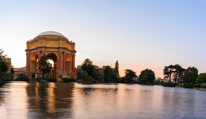 Sticker - The Palace of Fine Arts in San Francisco at golden hour 
