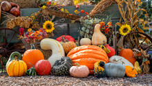 Display Of Pumpkins For Harvest Season