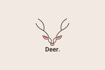 Sticker - deer monoline line art logo vector icon illustration