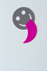 Sticker - dark gray smiley with long pink tongue