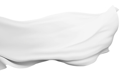 Wall Mural - White cloth flying in the wind isolated on white background 3D render
