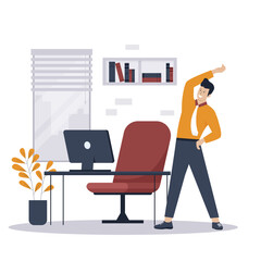 Wall Mural - Flat design of man doing exercise stretch office workout. Illustration for websites, landing pages, mobile applications, posters and banners. Trendy flat vector illustration