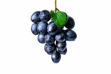 Black grapes candied fruit on a white background