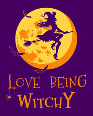 Wall Mural - Love Being Witchy. Halloween Witch Design