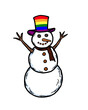 A hand drawn of gay lgbtq snowman in Christmas holiday celebration
