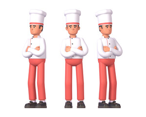 Wall Mural - 3d render of confident cook in white uniform