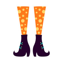 Halloween Vector Illustration With Cute Witch Legs