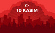 10 kasim ataturk memorial turkish day in dark red background