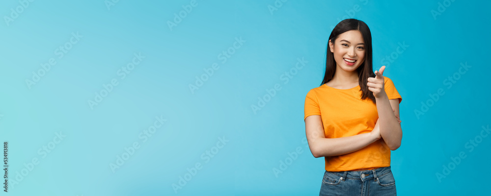 Hey you got point. Cheerful cute asian lively girl dark short haircut ...