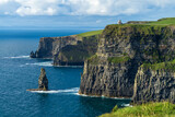 Fototapeta  - Scenic view on the rocky Cliffs of Moher at the west coast of Ireland