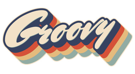 Retro rainbow Groovy lettering. Transparent PNG clipart.