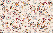Background Or Wallpaper Seamless Pattern With Group Of Diverse People In A Circle From Different Cultures Holding Hands. Community Men And Women Of Friends Or Volunteers. Top View. Team