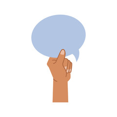 Aufkleber - People expressing different thoughts and opinions by raising placard, banner and thought bubble card. International character, hand showing blank paper. Vector in flat style illustration