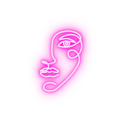 Poster - one line face woman neon icon