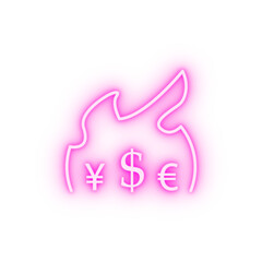 Sticker - currency fire outline style neon icon