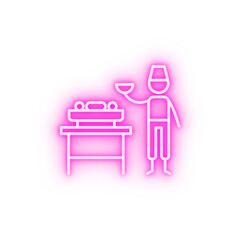 Poster - Bbq chef restaurant neon icon