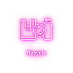 Canvas Print - Recycle bottle bag neon icon