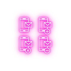 Sticker - set of smartphone mail neon icon