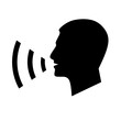© Agussetiawan99 - Talking man vector icon. great for logos and voice control interactions. Flat concept of talking head isolated on white background.