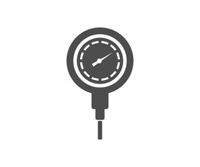 Black Tire pressure gauge, checking tire pressure, gauge, manometer logo design. Car safe concept, vacuum pressure gauge meter details vector design and illustration.
