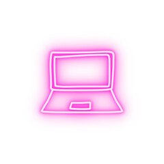 Sticker - a laptop sketch neon icon