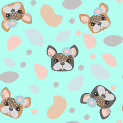 Wall Mural - seamless pattern with puppy bulldog