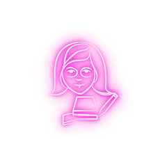 Wall Mural - female student avatar sketch style neon icon