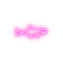 Poster - Shark one line neon icon