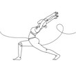 © Alvian - Continuous line drawing of exercising woman on white background. Hand drawn single line vector illustration