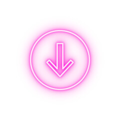 Canvas Print - arrow to down neon icon