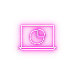 Wall Mural - laptop statistics neon icon