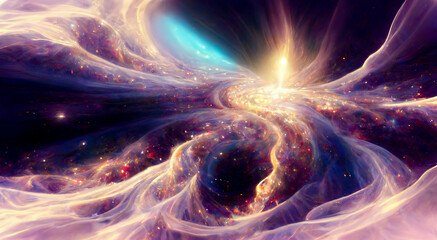 Incredibly beautiful galaxy in outer space. Nebula night starry sky. Multicolor outer space. planets, stars. 3D Rendering