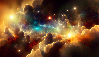 Incredibly beautiful galaxy in outer space. Nebula night starry sky. Multicolor outer space. planets, stars. 3D Rendering