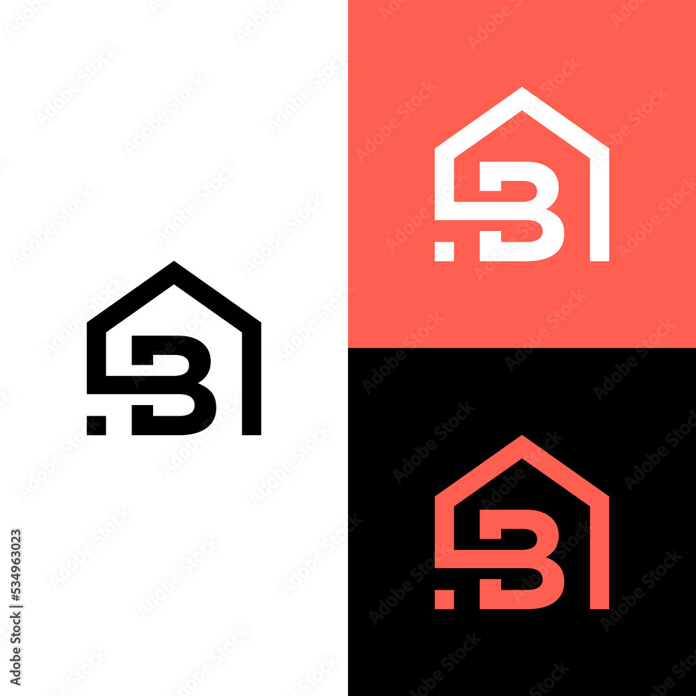 Monogram letter B with real estate logo design vector Stock Vector ...