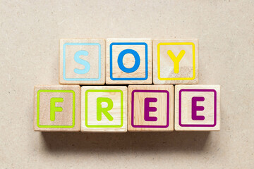 Wall Mural - Color letter block in word soy free on wood background